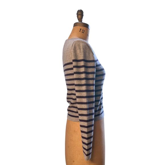 Sonia Rykiel Wool Stripe Sweater Gray Navy Paris Knit Italy 90s Y2K Small - Picture 3 of 7